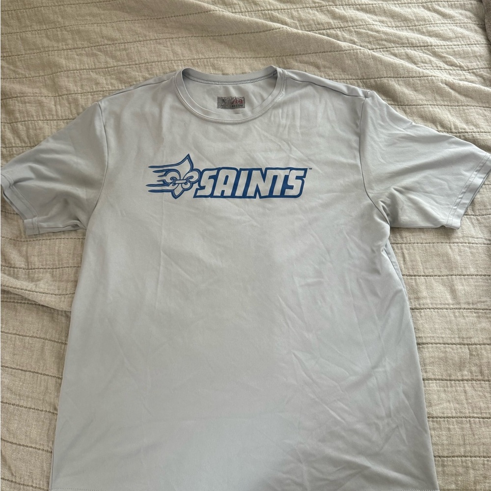 Gray Saints T-Shirt with Blue Logo